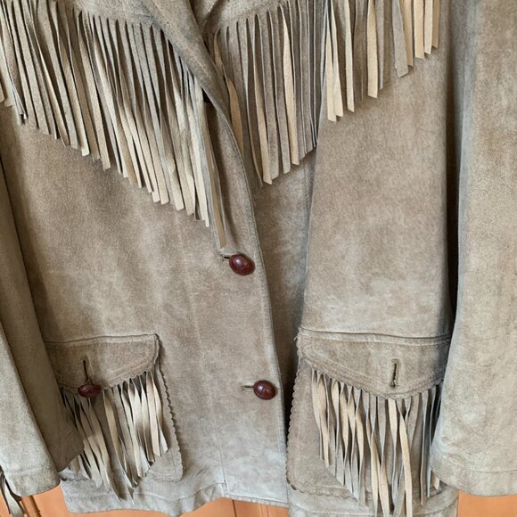 Ralph Lauren Western Suede Fringe Jacket Vntg Size M | Rare Putty Tan Leather M - Picture 11 of 17